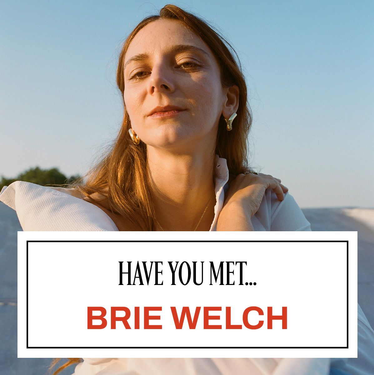 a portrait of Brie Welch with Marie Claire&#039;s Have You Met graphics