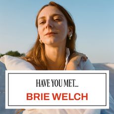 a portrait of Brie Welch with Marie Claire's Have You Met graphics
