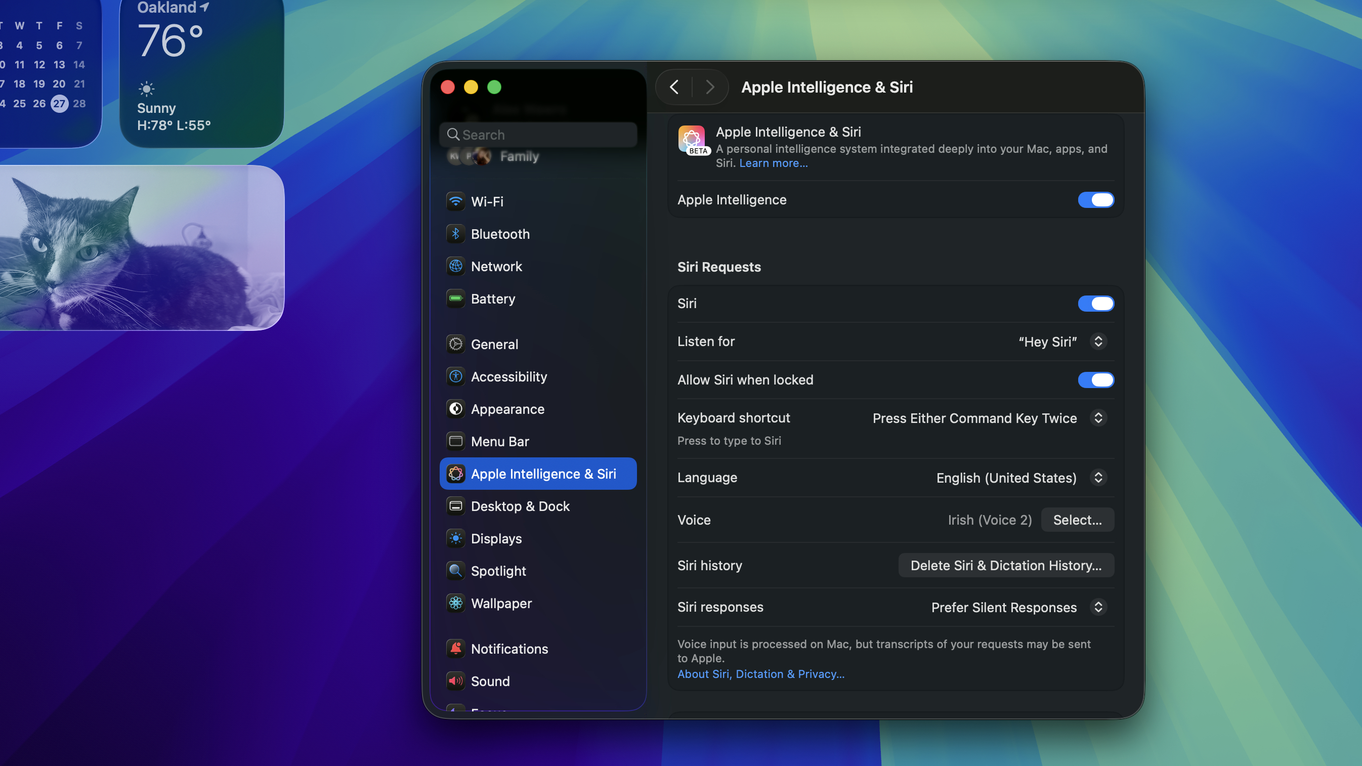 macOS Siri settings