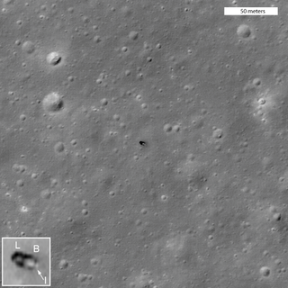 Killer tracks created by Lunokhod 2 as it rolled across the moon, photographed by NASA's Lunar Reconnaissance Orbiter.