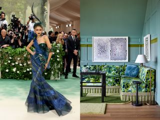 zendaya and a green and blue living room