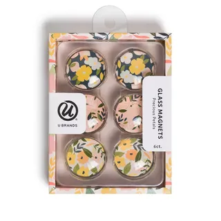 U Brands 6ct Round Glass Magnets - Precious Petals