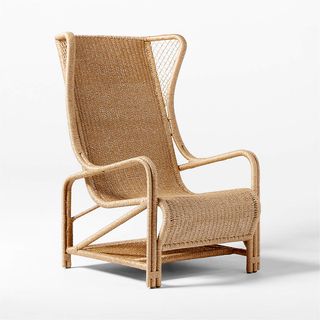 Rattan armchair with curved edges