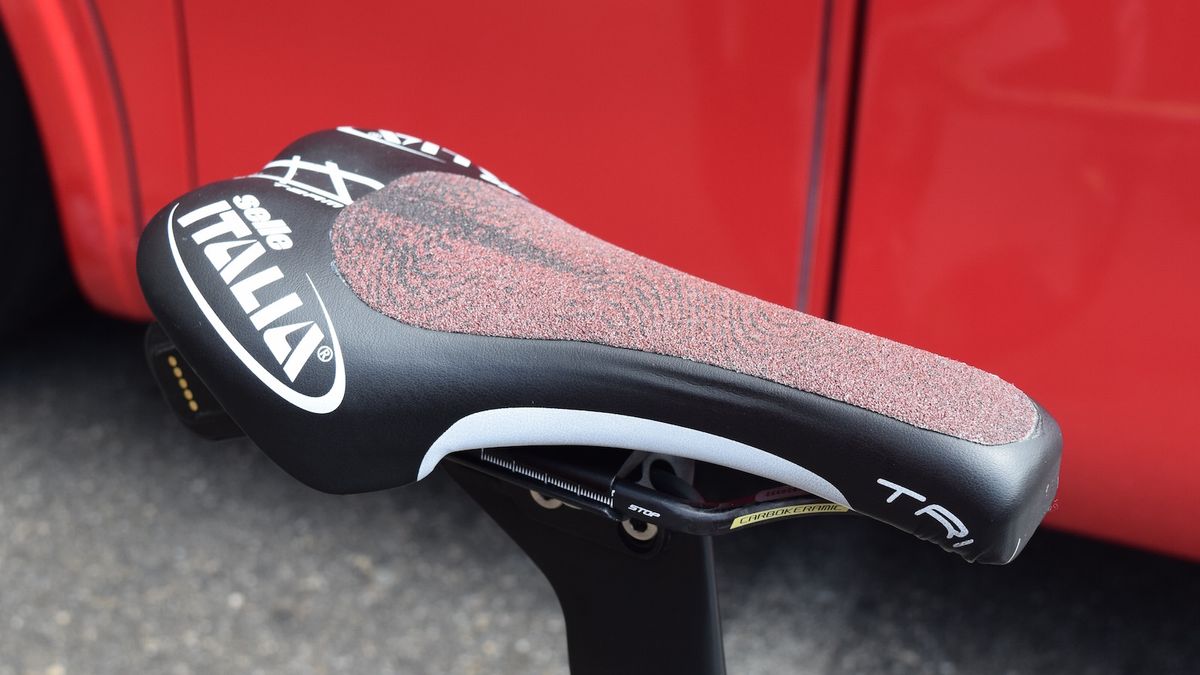 Despite the infamous grip tape incident, Tony Martin still uses the tape on his saddle to stay in position