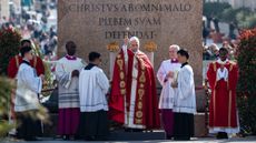 Pope Leo XIV blesses the crowd on Palm Sunday