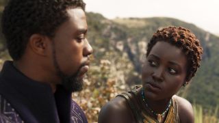 Lupita Nyong'o speaking to Chadwick Boseman in Black Panther