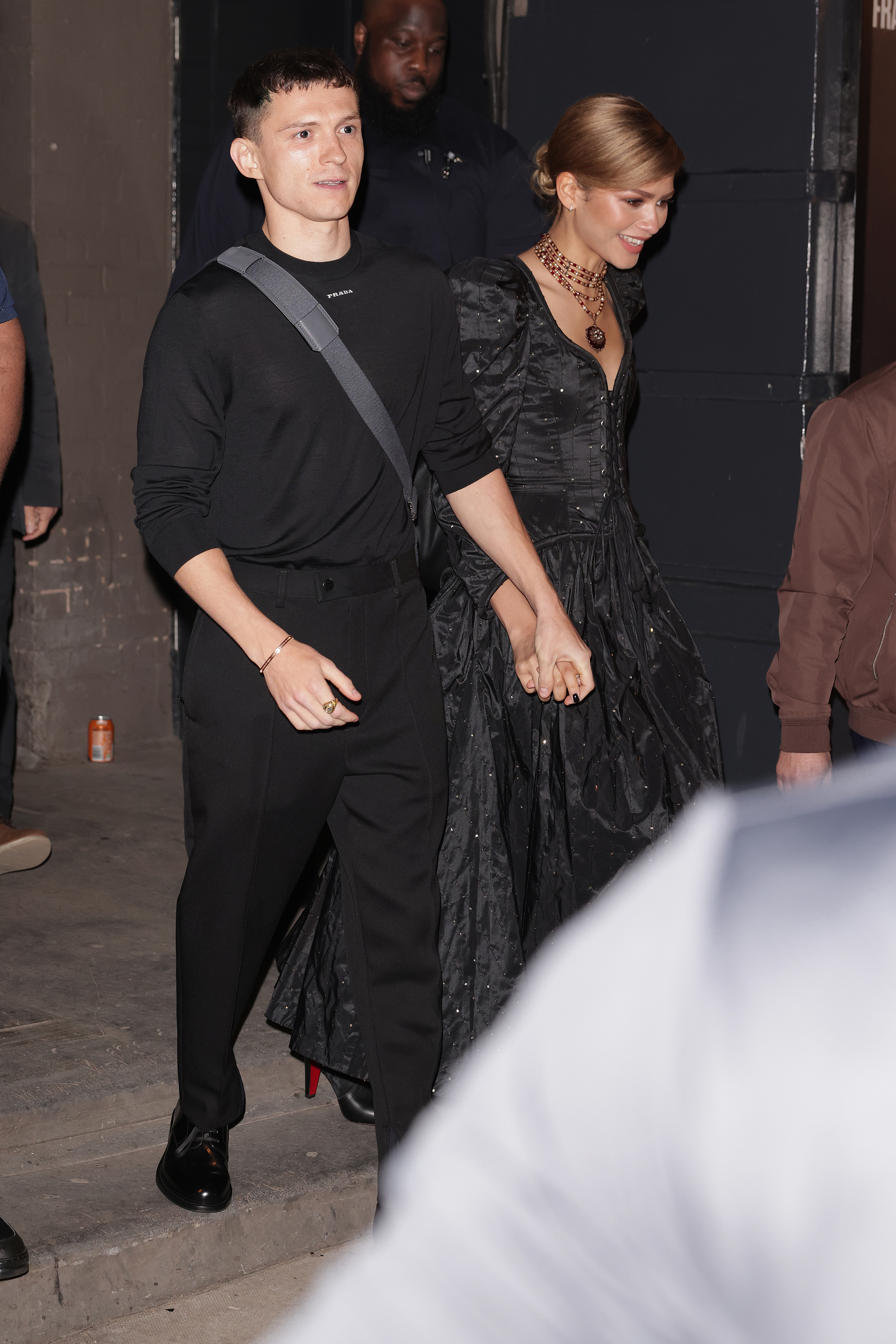 Tom Holland and Zendaya matched in all-black after a Romeo and Juliet performance