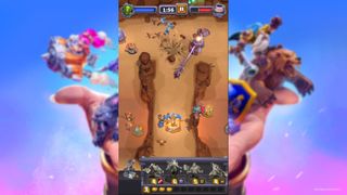 Warcraft Rumble gameplay, a battle in a desert