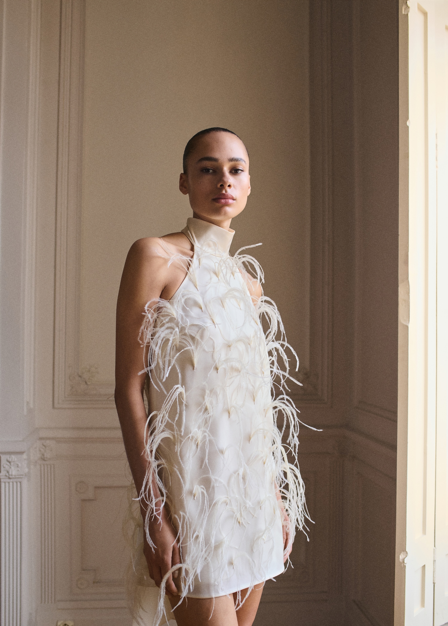Halter Dress With Feather Decoration - Women | Mango United Kingdom