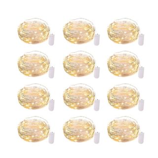 12 clusters of yellow fairy lights