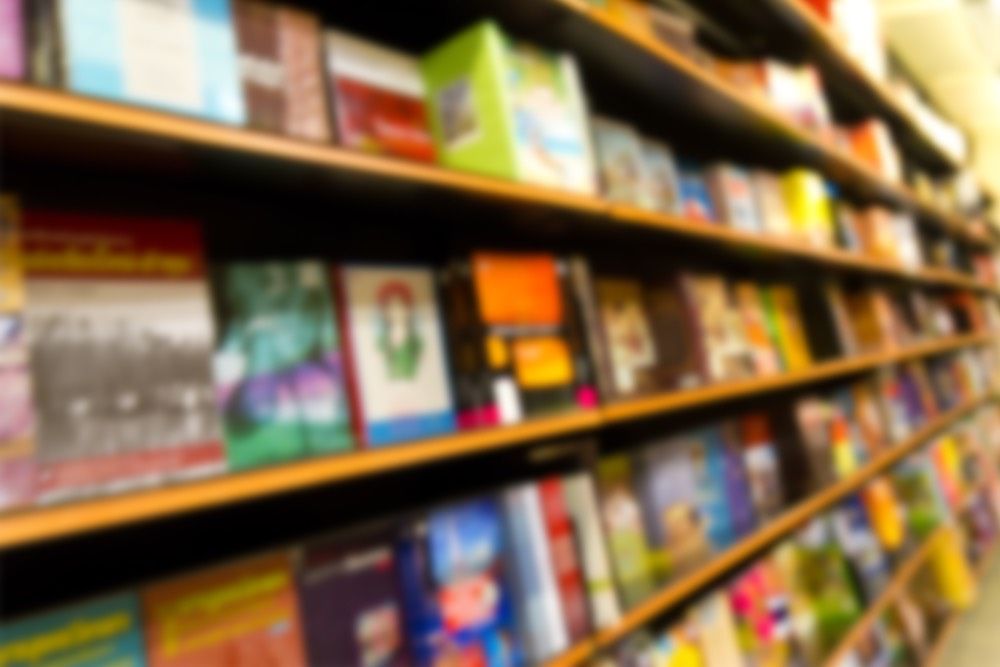 Book store shelves filled with books