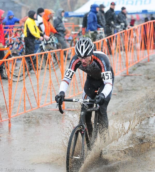 Peter Webber (Boulder Cycle Sport) cruises through deep water