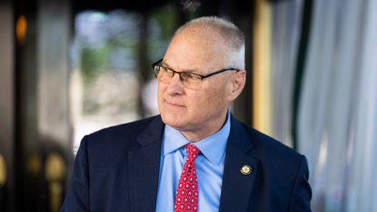 Rep. Pete Stauber, R-Minn., leaves the House Republican Conference caucus meeting at the Capitol Hill Club in Washington on May 13, 2026