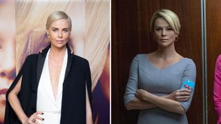 L-Charlize Theron, R-Charlize Theron as Megyn Kelly in Bombshell