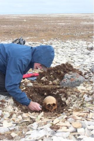 Study co-author Douglas Stenton excavates the remains of another explorer found with the remains of John Gregory, but who has yet to be identified.