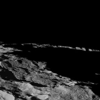 This part of Ceres, near the south pole, has such long shadows because, from the perspective of this location, the sun is near the horizon. At the time When Dawn took this image on December 10, the sun was 4 degrees north of the equator. If you were standing this close to Ceres' south pole, the sun would never get high in the sky during the course of a nine-hour Cerean day.