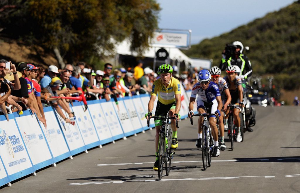 Yellow jersey Ben King (Cannondale) crosses the line