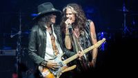 Joe Perry and Steven Tyler of Aerosmith perform live on stage at the Wells Fargo Center on September 02, 2023 in Philadelphia, Pennsylvania