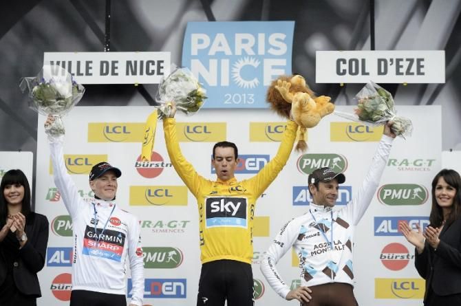 Richie Porte (Sky) beat Andrew Talansky (Garmin-Sharp) and Jean-Christophe Peraud (Ag2r-La Mondiale) to win Paris-Nice.