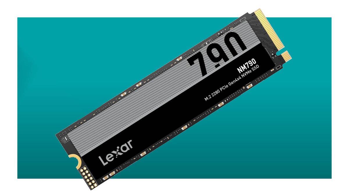 Lexar NM790 PCIe 4.0 SSD on blue background