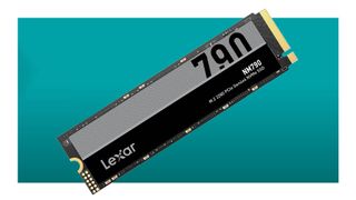 Lexar NM790 PCIe 4.0 SSD on blue background