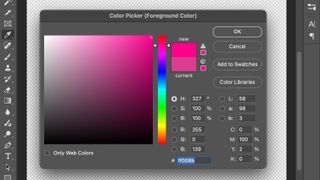 A screenshot of the colour picker tool in Photoshop.