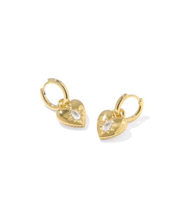 Bold Heirloom Heart 18k Yellow Gold Vermeil Convertible Huggie Earrings