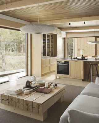 kitchen living room with natural materials