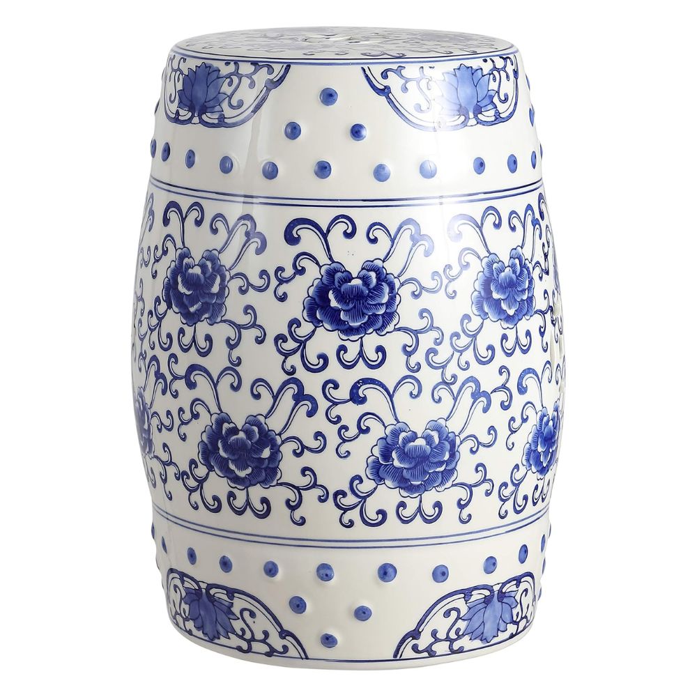 Chinoiserie Ceramic Drum Indoor/Outdoor Garden Stool