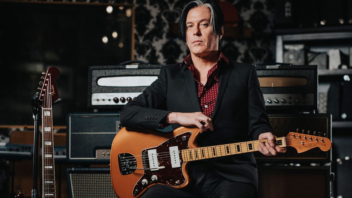 Troy Van Leeuwen with his newly updated signature Fender Jazzmaster