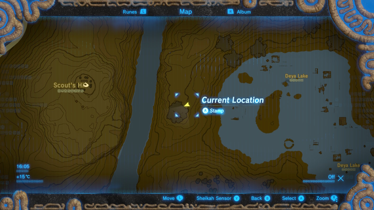 Enlarged location on map for West Necluda Breath of the Wild Captured Memories collection.