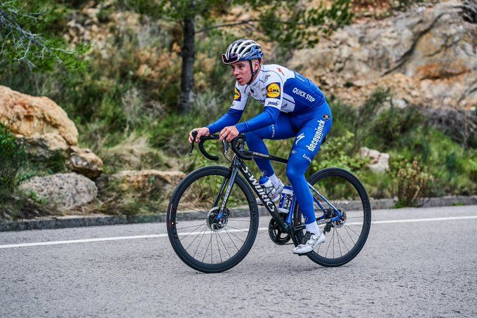 Remco Evenepoel in the 2020 Deceuninck-QuickStep colours