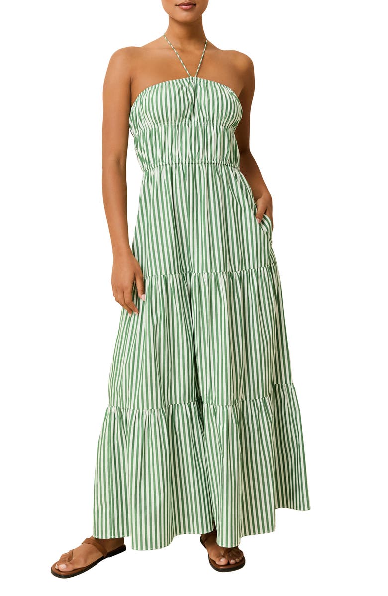 The Jodie Stripe Halter Neck Maxi Sundress