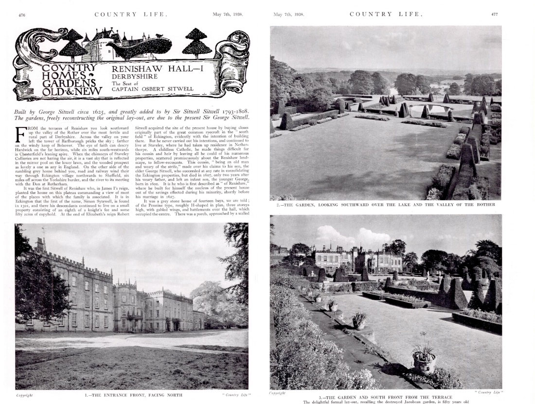 Renishaw Hall Garden in Country Life in 1938