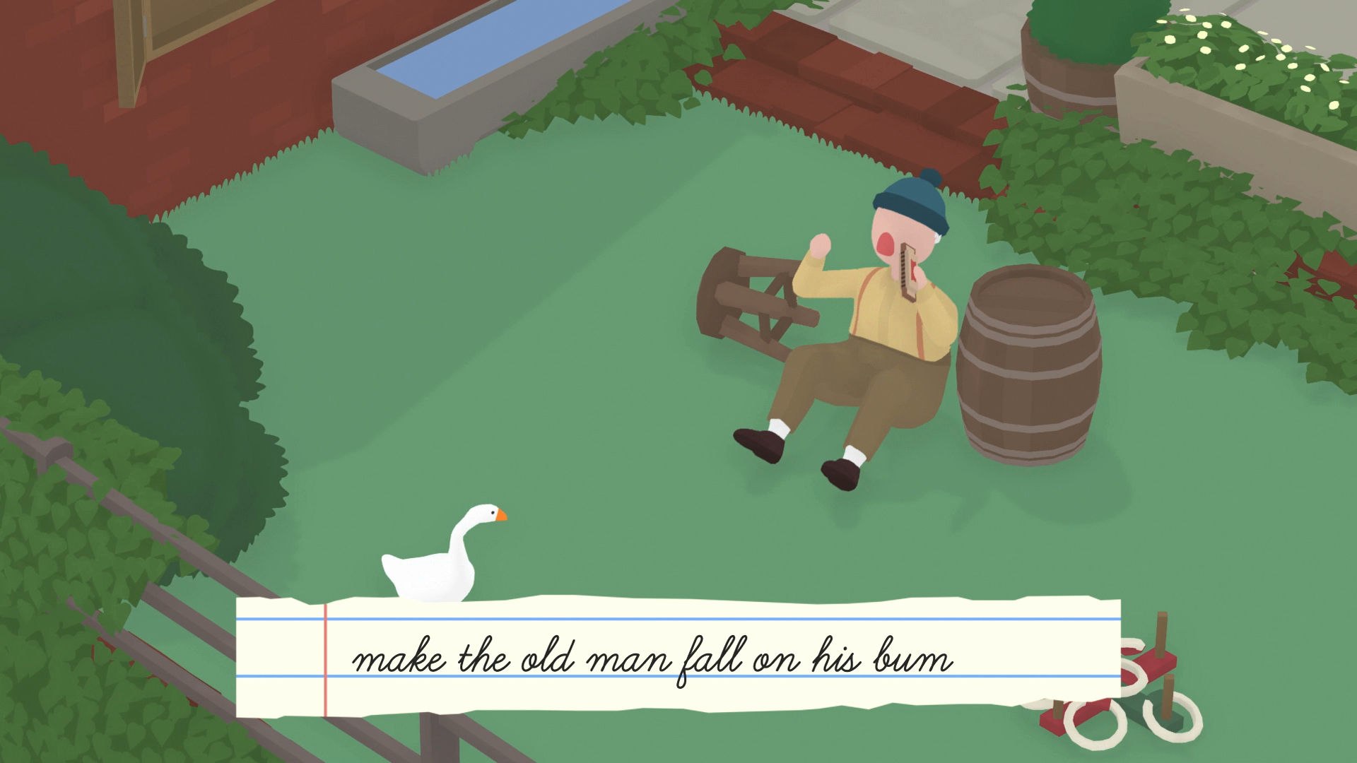 How to make the Old Man fall on his bum in Untitled Goose Game ...