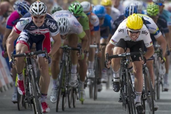 Mark Cavendish (Team Sky) won an exciting stage 2 sprint