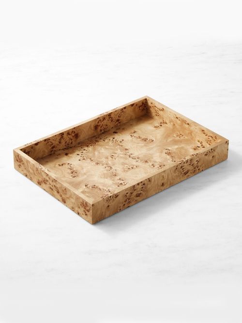 Burl Wood Rectangular Tray