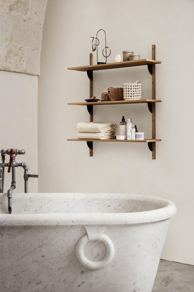 Shelving Bathroom Industrial Tubular Shelf Rustic Bathroom Shelf Wood