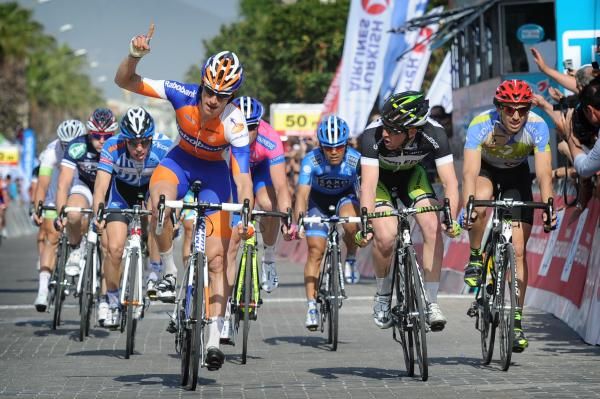 Theo Bos (Rabobank) celebrates victory in Turkey