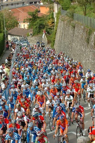 The brightly coloured mass of the World Championship podium.