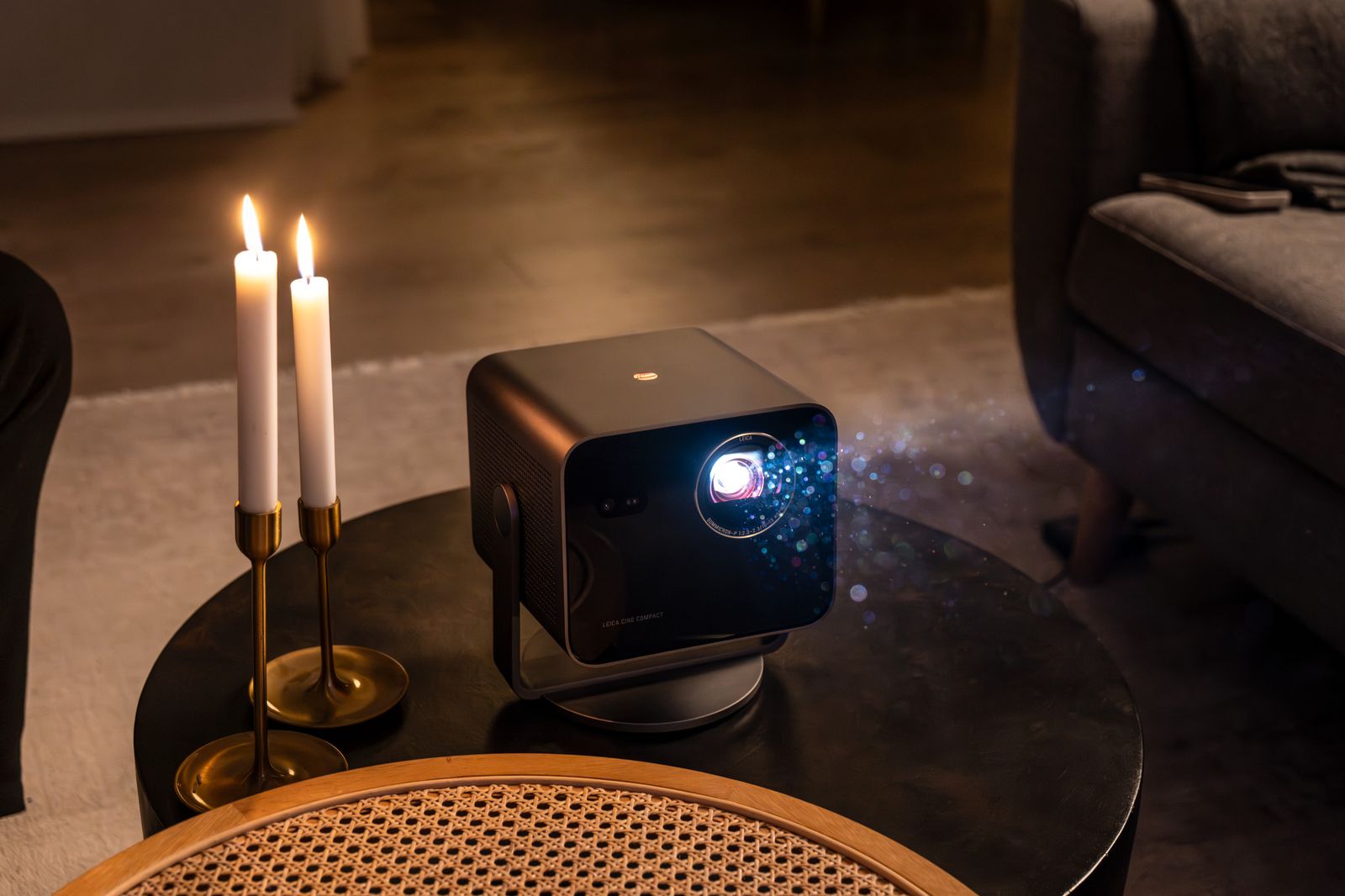 Leica projector on side table
