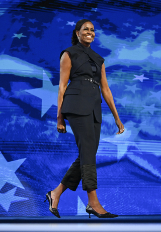 Michelle Obama s Futuristic DNC Pantsuit Represents Hope in the 2024 Election Marie Claire