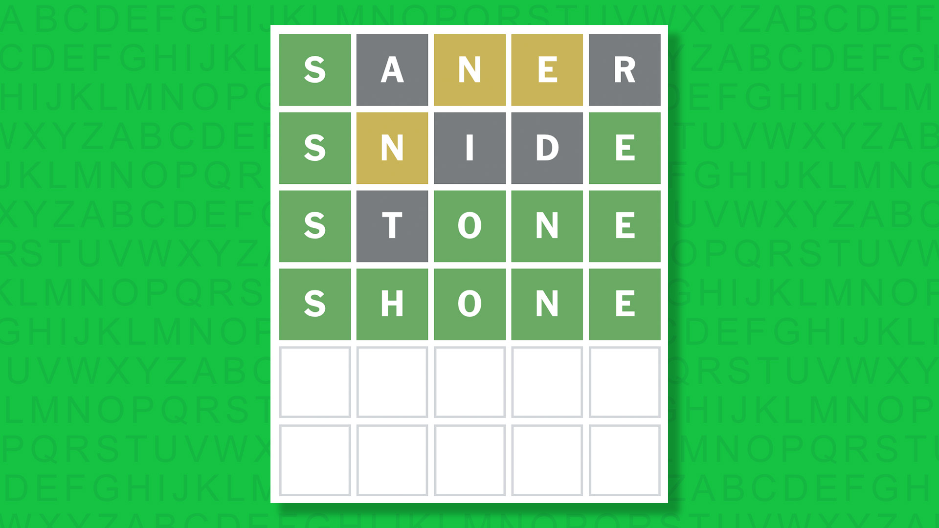 NYT Wordle answer for game 1919 on a green background