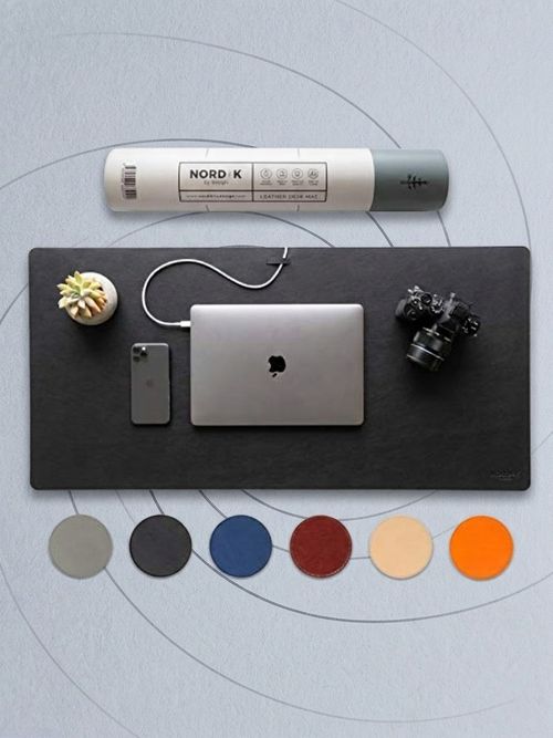 Nordik Leather Desk Mat Cable Organizer