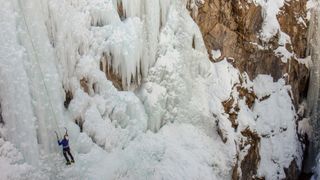 what is ice climbing: climber at the Ouray Ice Climbing Festival