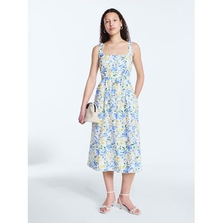 Sleeveless Belted Cotton Midi Dress