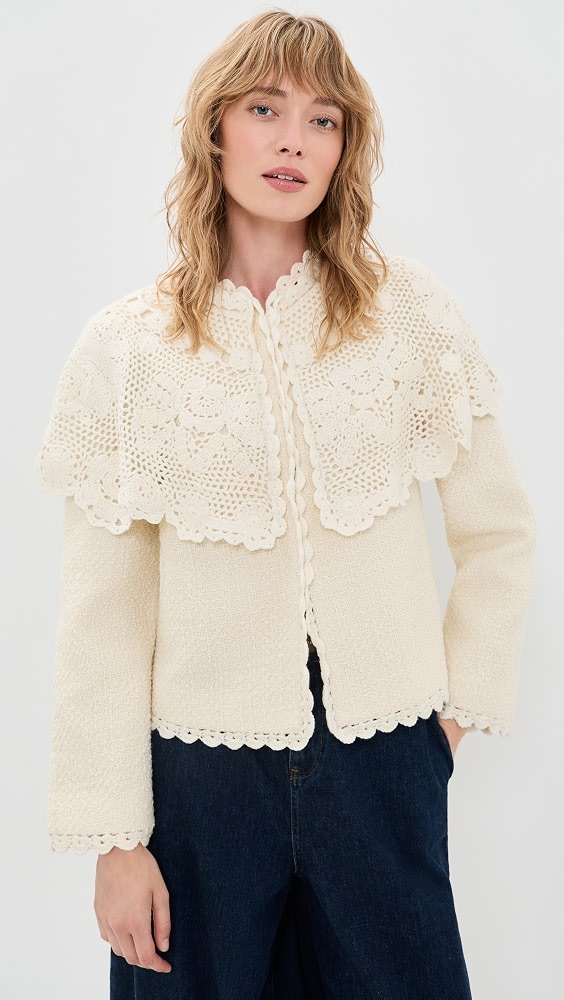 Wright Knit Cape Jacket - Cream