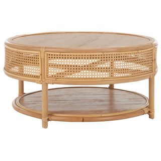 round wood coffee table wicker 