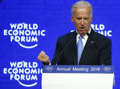  Vice President Joe Biden addresses the attendees during the Annual Meeting 2016 of the World Economic Forum (WEF) in Davos, Switzerland.