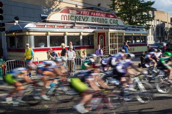 Passing by the famous Mickey's Diner.